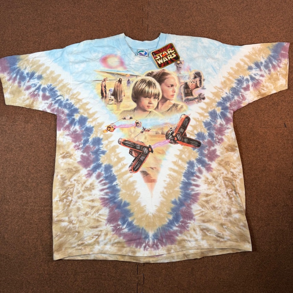 Liquid Blue Star Wars Episode I Tie Dye Shirt Mens XL Phantom Menace NWT 90s Vtg